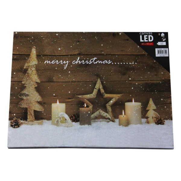 Χριστουγεννιάτικο Διακοσμητικό Κάδρο, "Merry Christmas" και LED (30x40cm)
